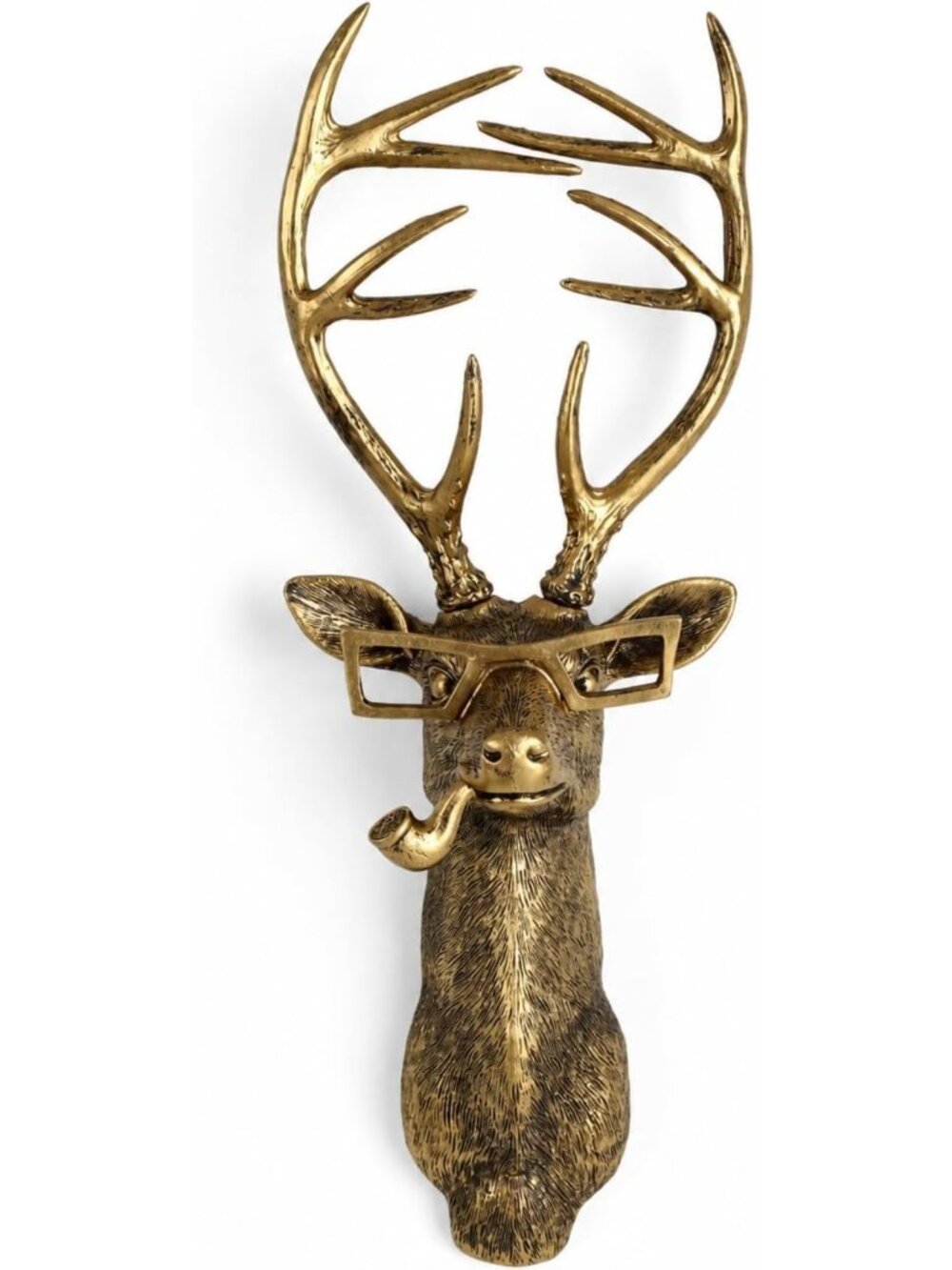 Gold Deer Head Wall Sculpture Faux Taxidermy Stag Antler Mount Decor